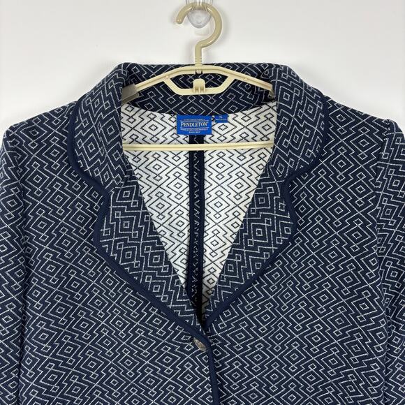 Pendleton Knit Cotton 2-Button Blazer XL Southwest Geometric pockets - Picture 2 of 11